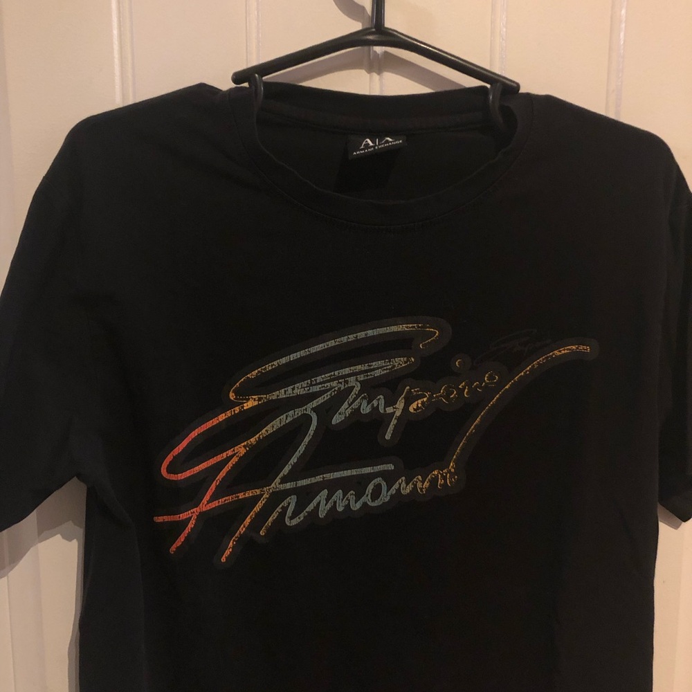 Armani Exchange men's Cotton T shirt Black Yellow Silver Logo size M Authentic - Picture 1 of 9